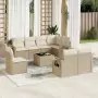 Set Divano da Giardino 9 pz con Cuscini Beige in Polyrattan