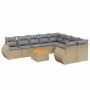 Set Divano da Giardino 10 pz con Cuscini Beige in Polyrattan