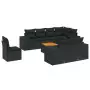 Set Divani da Giardino 9 pz con Cuscini Nero in Polyrattan