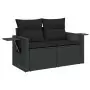 Set Divani da Giardino 13pz con Cuscini Nero in Polyrattan