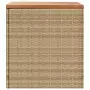 Contenitore da Giardino Beige 110x50x54 cm Polyrattan e Acacia