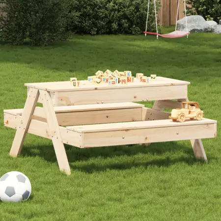 Tavolo Picnic con Sabbiera per Bambini Legno Massello di Pino