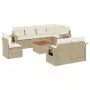 Set Divano da Giardino 9 pz con Cuscini Beige in Polyrattan