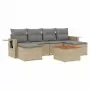 Set Divani da Giardino 7 pz con Cuscini Beige in Polyrattan