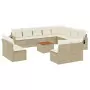 Set Divano da Giardino 13 pz con Cuscini Beige in Polyrattan