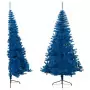 Albero di Natale Artificiale a Metà con Supporto Blu 210 cm PVC