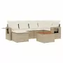 Set Divani da Giardino 7 pz con Cuscini Beige in Polyrattan