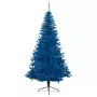 Albero di Natale Artificiale a Metà con Supporto Blu 210 cm PVC