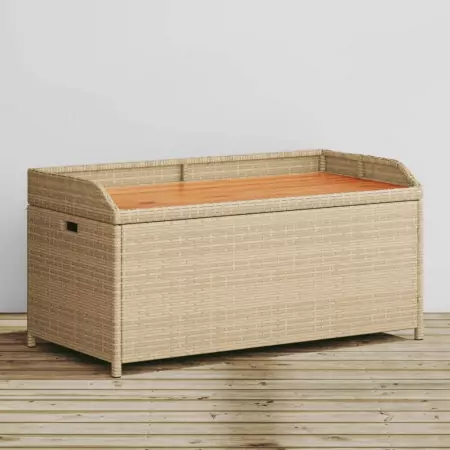 Panca Portaoggetti Beige Misto 100x50x52 cm Polyrattan e Acacia