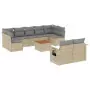 Set Divano da Giardino 10 pz con Cuscini Beige in Polyrattan