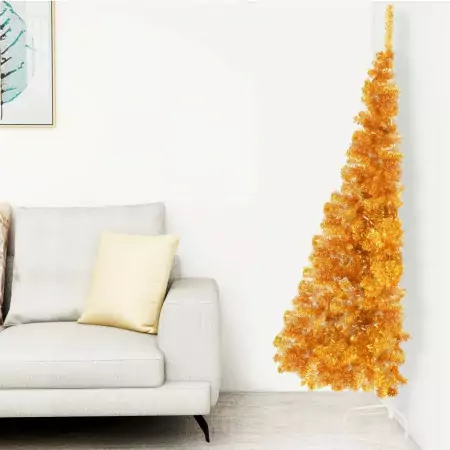 Albero di Natale Artificiale a Metà con Supporto Oro 240 cm PVC