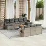 Set Divani da Giardino 11 pz con Cuscini in Polyrattan Grigio