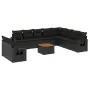 Set Divani da Giardino 11 pz con Cuscini in Polyrattan Nero