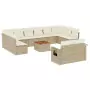 Set Divano da Giardino 13 pz con Cuscini Beige in Polyrattan