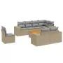 Set Divano da Giardino 9 pz con Cuscini Beige in Polyrattan