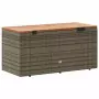 Contenitore Giardino Grigio 110x50x54cm Polyrattan Legno Acacia