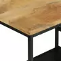 Tavolo Consolle 110x30x75cm Legno Massello Mango Grezzo e Ferro