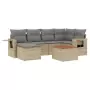 Set Divani da Giardino 7 pz con Cuscini Beige in Polyrattan