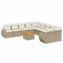 Set Divani da Giardino 11 pz con Cuscini Beige in Polyrattan