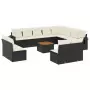 Set Divani da Giardino 13pz con Cuscini Nero in Polyrattan