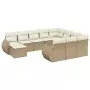 Set Divani da Giardino 11 pz con Cuscini Beige in Polyrattan