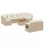 Set Divano da Giardino 10 pz con Cuscini Beige in Polyrattan