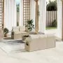 Set Divano da Giardino 6 pz con Cuscini Beige in Polyrattan