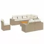 Set Divano da Giardino 9 pz con Cuscini Beige in Polyrattan