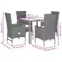 Set da Pranzo da Giardino 5 pz con Cuscini Beige in Polyrattan