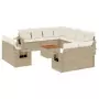 Set Divani da Giardino 12 pz con Cuscini Beige in Polyrattan