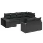 Set Divani da Giardino 10pz con Cuscini in Polyrattan Nero