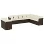 Set Divani da Giardino 10pz con Cuscini in Polyrattan Marrone