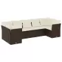 Set Divani da Giardino 7 pz con Cuscini Marrone in Polyrattan