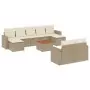 Set Divano da Giardino 10 pz con Cuscini Beige in Polyrattan