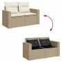 Set Divano da Giardino 10 pz con Cuscini Beige in Polyrattan