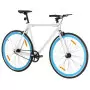 Bicicletta a Scatto Fisso Bianca e Blu 700c 55 cm