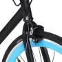 Bicicletta a Scatto Fisso Nera e Blu 700c 55 cm