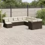 Set Divani da Giardino 11 pz con Cuscini Polyrattan Marrone