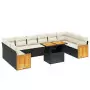 Set Divani da Giardino 11 pz con Cuscini in Polyrattan Nero