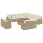 Set Divani da Giardino 14pz con Cuscini in Polyrattan Beige