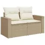 Set Divani da Giardino 14pz con Cuscini in Polyrattan Beige