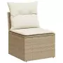 Set Divani da Giardino 14pz con Cuscini in Polyrattan Beige