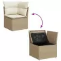 Set Divani da Giardino 14pz con Cuscini in Polyrattan Beige