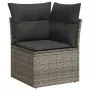 Set Divani da Giardino 14pz con Cuscini in Polyrattan Grigio