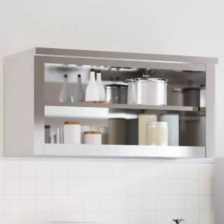 Mobile Cucina da Parete con Ripiano in Acciaio Inossidabile