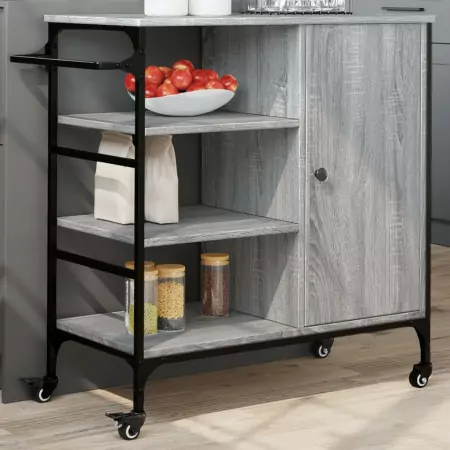 Carrello da Cucina Grigio Sonoma 87,5x38,5x84,5 cm Multistrato