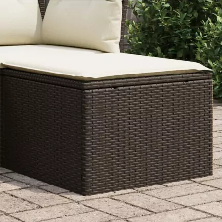 Sgabello Giardino con Cuscino Marrone 55x55x37 cm in Polyrattan