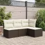 Sgabello Giardino con Cuscino Marrone 55x55x37 cm in Polyrattan