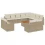 Set Divano da Giardino 13 pz con Cuscini Beige in Polyrattan