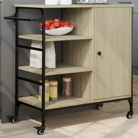 Carrello da Cucina Rovere Sonoma 87,5x38,5x84,5 cm Multistrato